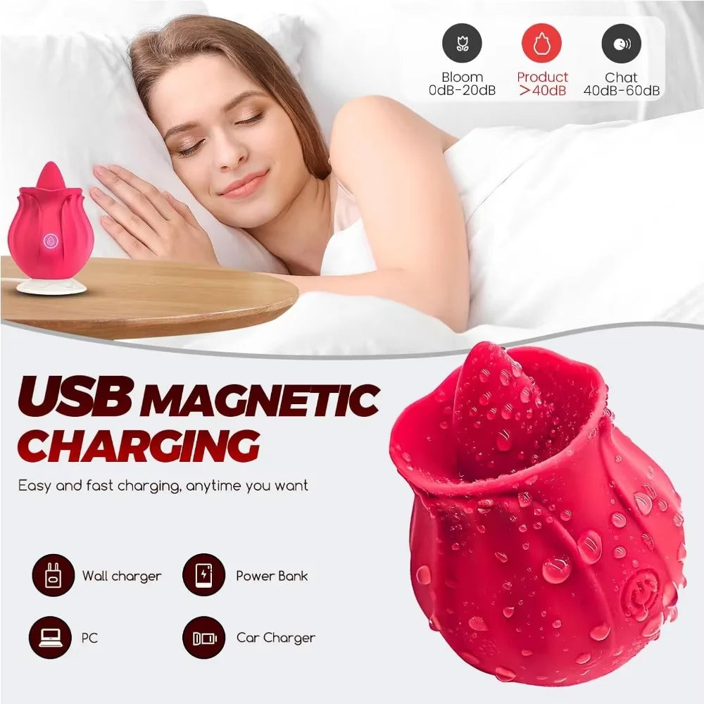 여성용 로즈 혀 핥기, 빨기 진동기, 자극기, 여성용 장난감