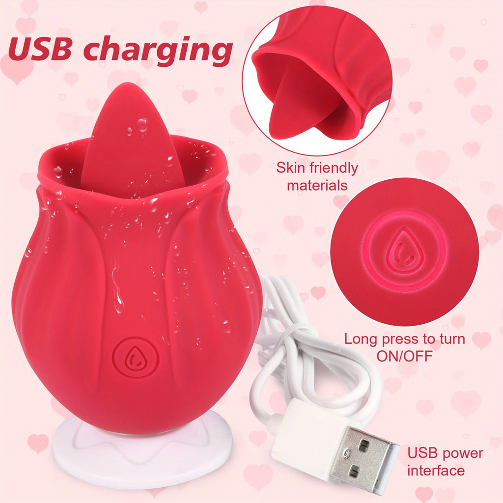 여성용 로즈 혀 핥기, 빨기 진동기, 자극기, 여성용 장난감