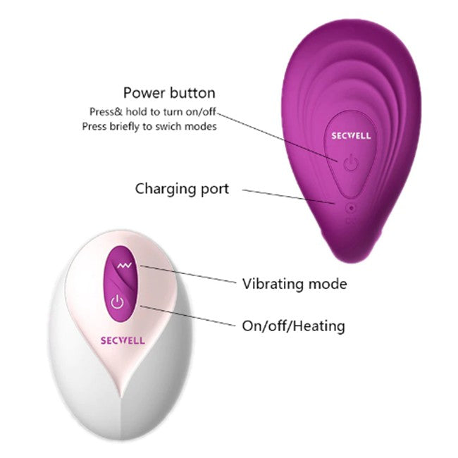 Secwell® 여성용 Butterfly 착용형 진동기 무선 원격 제어 진동기 G 스팟 클리토리스 마사지기 섹스 토이